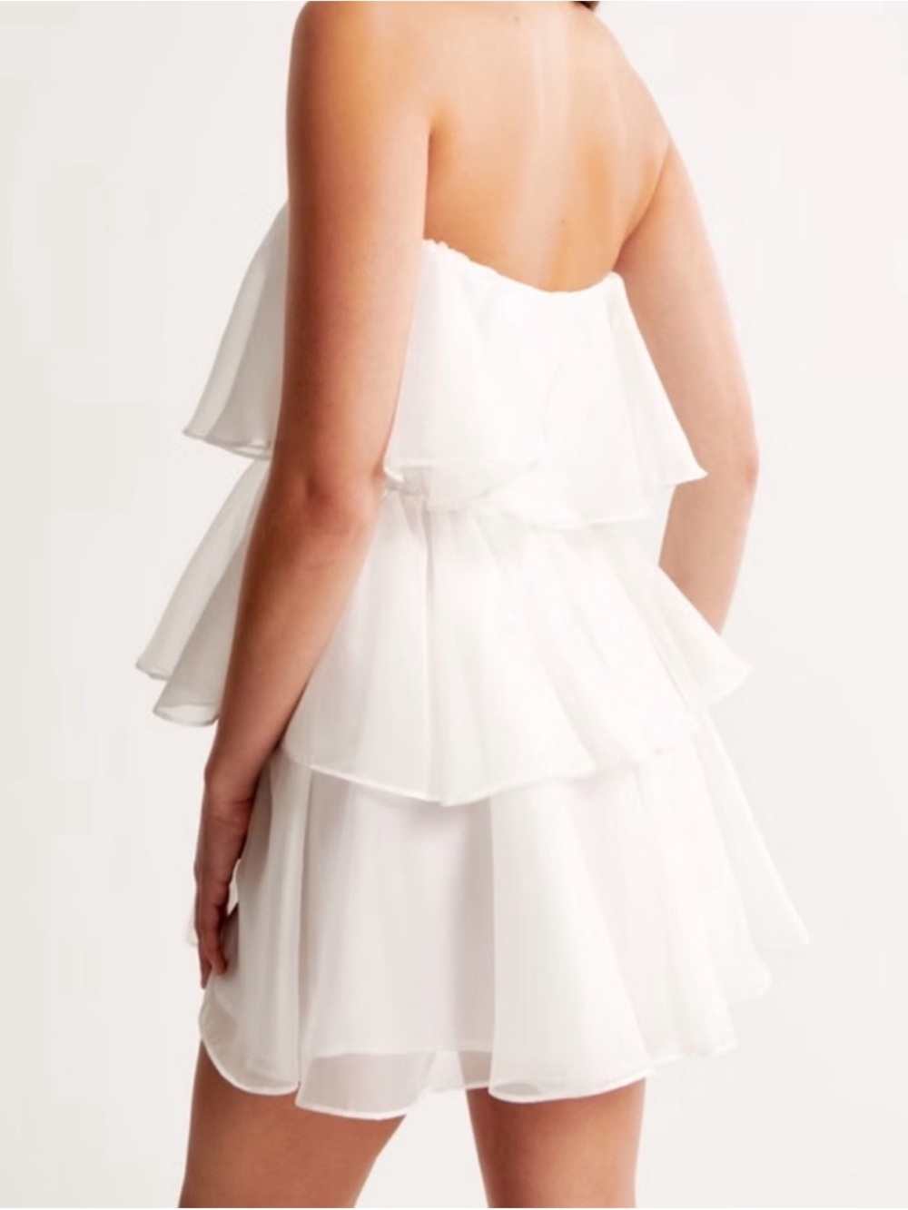 Abercrombie Strapless White Layered Ruffle Mini Dress NWT - Picture 3 of 7